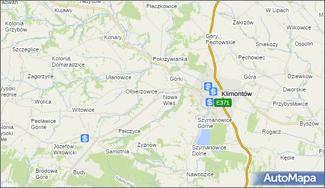 mapa Nowa Wieś gmina Klimontów, Nowa Wieś gmina Klimontów na mapie Targeo