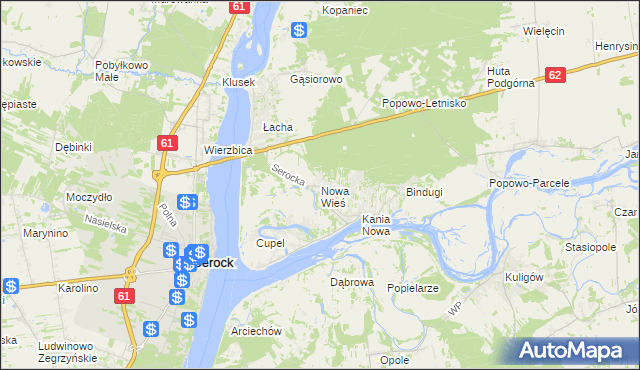 mapa Nowa Wieś gmina Serock, Nowa Wieś gmina Serock na mapie Targeo