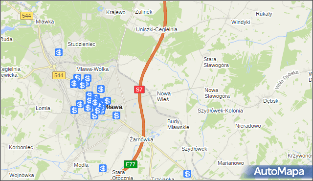 mapa Nowa Wieś gmina Szydłowo, Nowa Wieś gmina Szydłowo na mapie Targeo