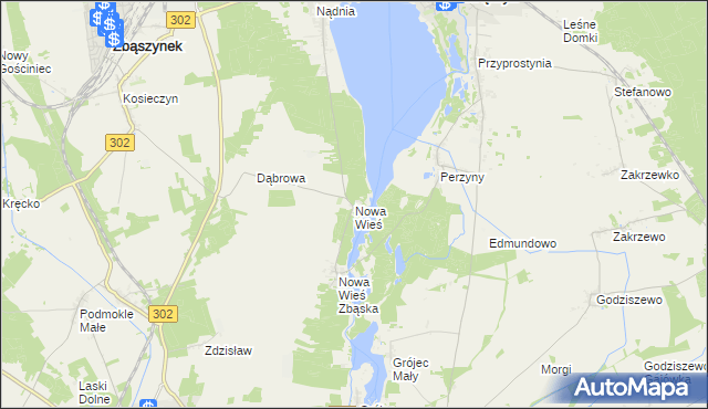 mapa Nowa Wieś gmina Zbąszyń, Nowa Wieś gmina Zbąszyń na mapie Targeo