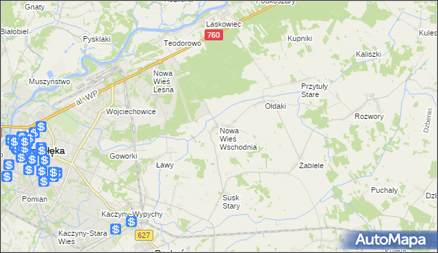 mapa Nowa Wieś Wschodnia, Nowa Wieś Wschodnia na mapie Targeo