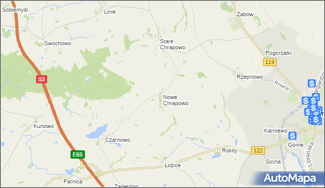 mapa Nowe Chrapowo, Nowe Chrapowo na mapie Targeo