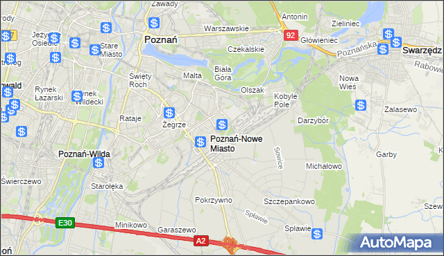 mapa Nowe Miasto gmina Poznań, Nowe Miasto gmina Poznań na mapie Targeo