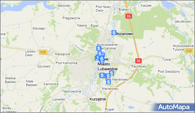mapa Nowe Miasto Lubawskie, Nowe Miasto Lubawskie na mapie Targeo