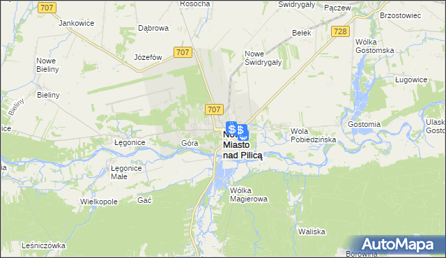 mapa Nowe Miasto nad Pilicą, Nowe Miasto nad Pilicą na mapie Targeo