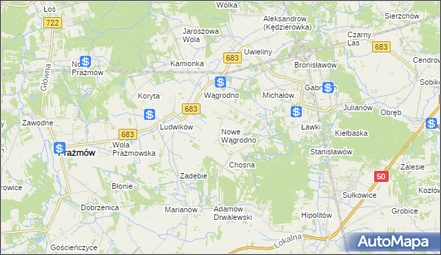 mapa Nowe Wągrodno, Nowe Wągrodno na mapie Targeo