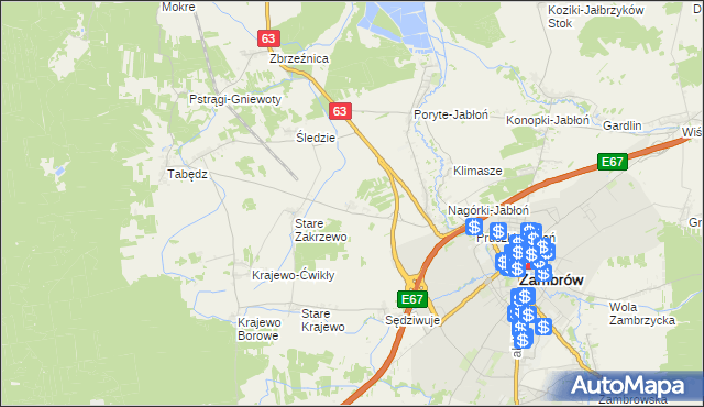 mapa Nowe Zakrzewo, Nowe Zakrzewo na mapie Targeo