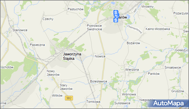 mapa Nowice gmina Jaworzyna Śląska, Nowice gmina Jaworzyna Śląska na mapie Targeo