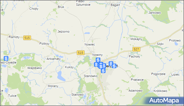 mapa Nowiny gmina Dzierzgoń, Nowiny gmina Dzierzgoń na mapie Targeo