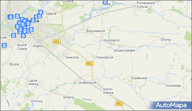 mapa Nowoszyce, Nowoszyce na mapie Targeo