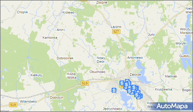 mapa Nowy Dwór gmina Morąg, Nowy Dwór gmina Morąg na mapie Targeo