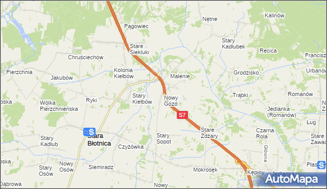 mapa Nowy Gózd, Nowy Gózd na mapie Targeo