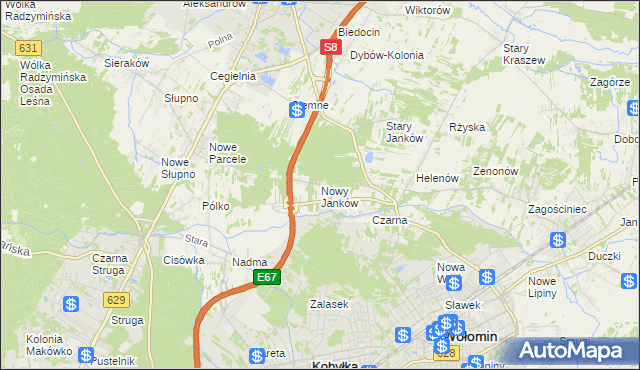 mapa Nowy Janków, Nowy Janków na mapie Targeo