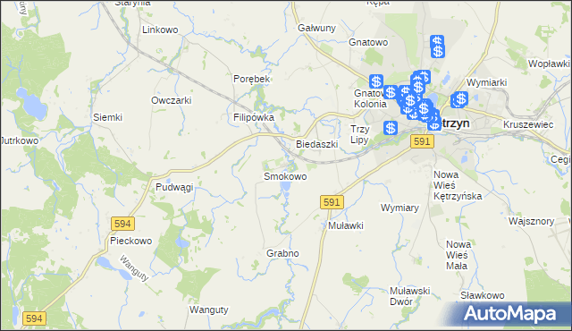 mapa Nowy Młyn gmina Kętrzyn, Nowy Młyn gmina Kętrzyn na mapie Targeo