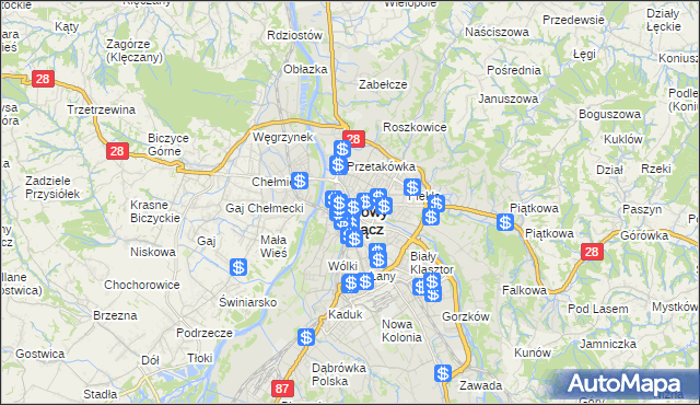 mapa Nowego Sącza, Nowy Sącz na mapie Targeo