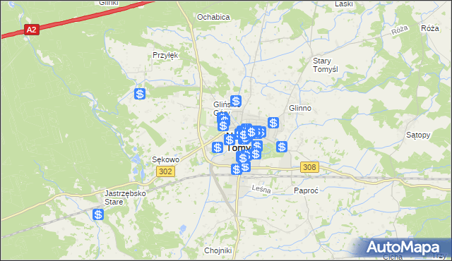 mapa Nowy Tomyśl, Nowy Tomyśl na mapie Targeo