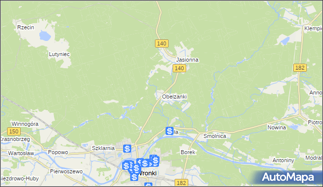 mapa Obelzanki, Obelzanki na mapie Targeo
