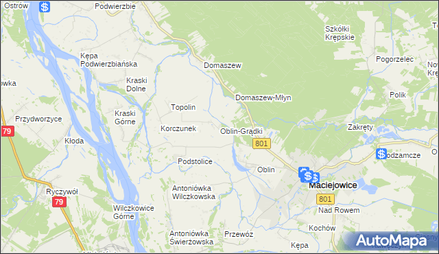 mapa Oblin-Grądki, Oblin-Grądki na mapie Targeo