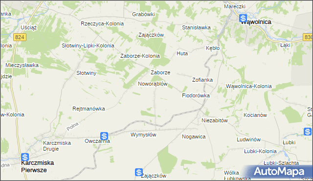 mapa Obliźniak, Obliźniak na mapie Targeo