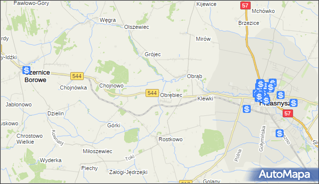 mapa Obrębiec, Obrębiec na mapie Targeo