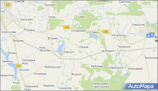 mapa Obreda, Obreda na mapie Targeo