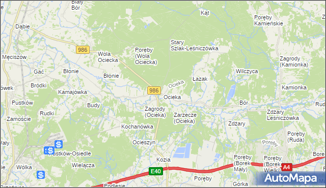 mapa Ocieka, Ocieka na mapie Targeo