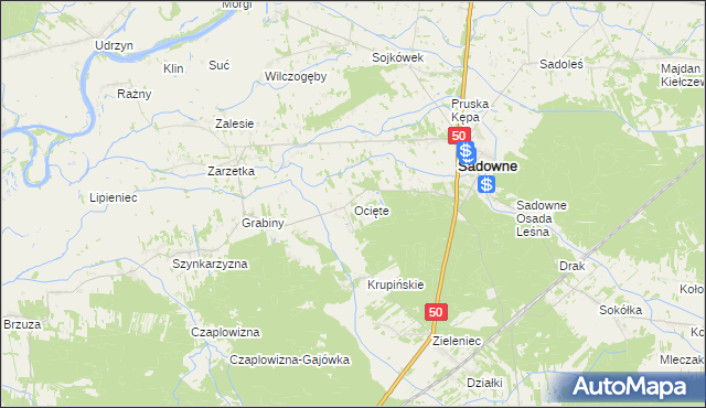 mapa Ocięte, Ocięte na mapie Targeo