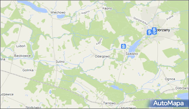 mapa Odargowo gmina Dobrzany, Odargowo gmina Dobrzany na mapie Targeo