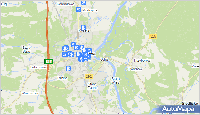 mapa Odra gmina Nowa Sól, Odra gmina Nowa Sól na mapie Targeo