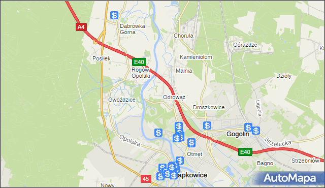 mapa Odrowąż gmina Gogolin, Odrowąż gmina Gogolin na mapie Targeo