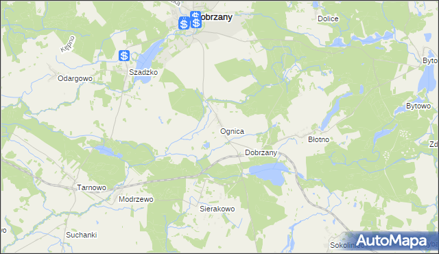 mapa Ognica gmina Dobrzany, Ognica gmina Dobrzany na mapie Targeo