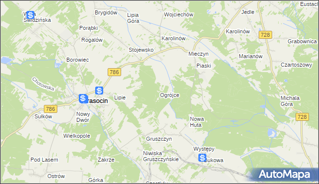 mapa Ogrójce, Ogrójce na mapie Targeo