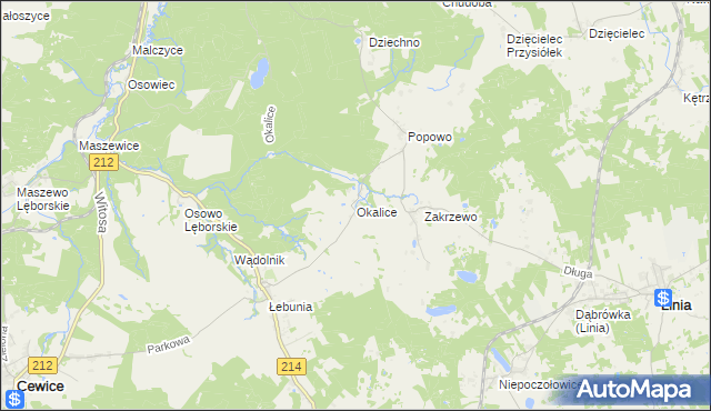 mapa Okalice, Okalice na mapie Targeo