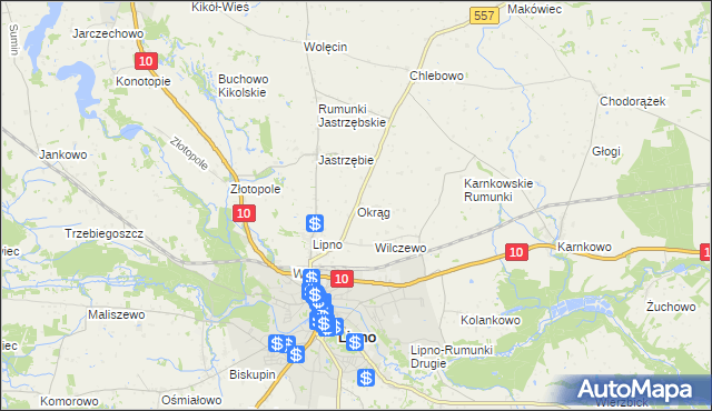 mapa Okrąg, Okrąg na mapie Targeo