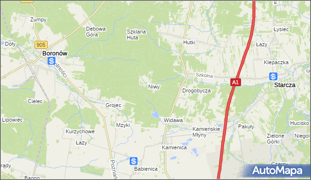 mapa Okrąglik gmina Woźniki, Okrąglik gmina Woźniki na mapie Targeo