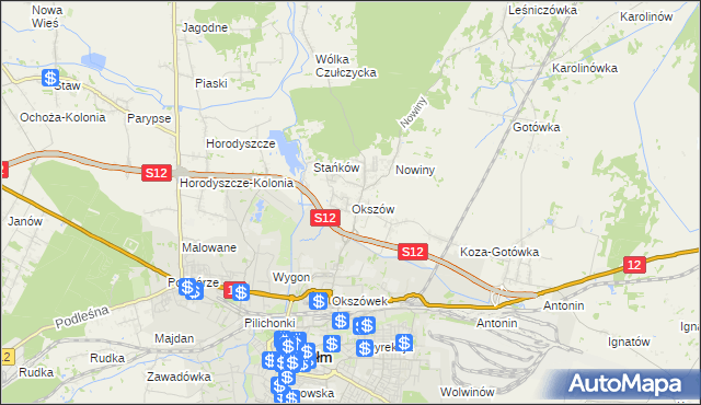 mapa Okszów, Okszów na mapie Targeo