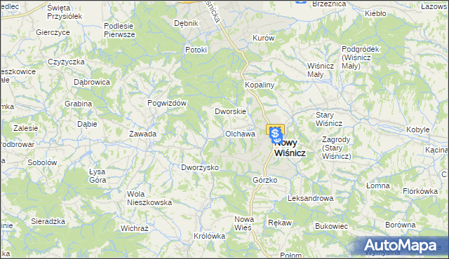 mapa Olchawa, Olchawa na mapie Targeo