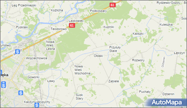 mapa Ołdaki gmina Rzekuń, Ołdaki gmina Rzekuń na mapie Targeo