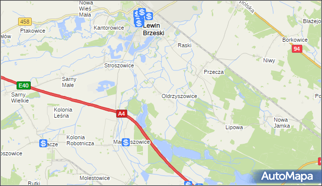 mapa Oldrzyszowice, Oldrzyszowice na mapie Targeo