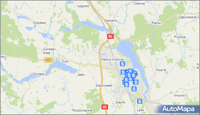 mapa Olecko-Kolonia, Olecko-Kolonia na mapie Targeo