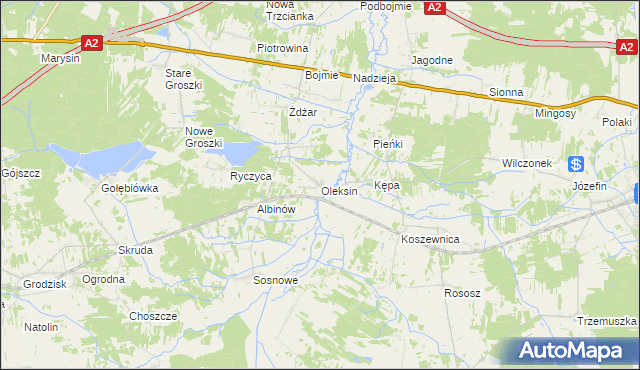 mapa Oleksin gmina Kotuń, Oleksin gmina Kotuń na mapie Targeo