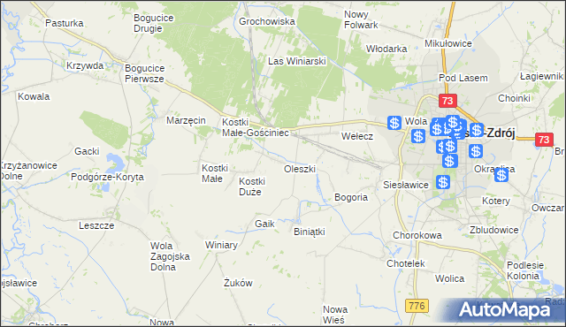 mapa Oleszki, Oleszki na mapie Targeo