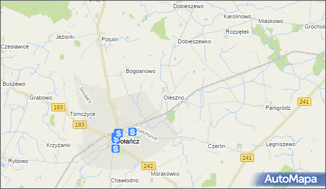 mapa Oleszno gmina Gołańcz, Oleszno gmina Gołańcz na mapie Targeo