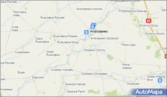 mapa Olszewo-Cechny, Olszewo-Cechny na mapie Targeo