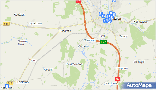 mapa Olszewo gmina Nidzica, Olszewo gmina Nidzica na mapie Targeo