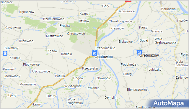 mapa Opatowiec powiat kazimierski, Opatowiec powiat kazimierski na mapie Targeo