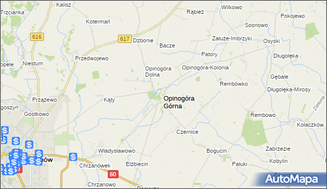 mapa Opinogóra Górna, Opinogóra Górna na mapie Targeo