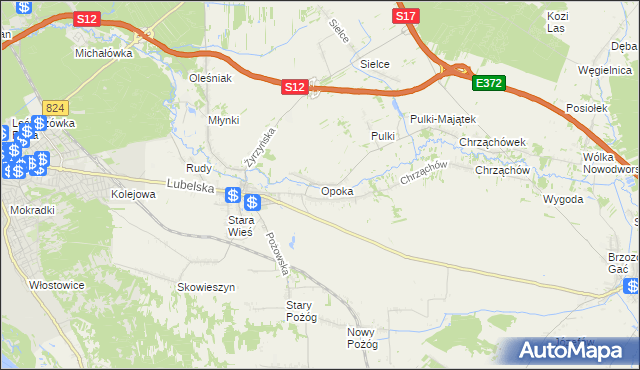 mapa Opoka gmina Końskowola, Opoka gmina Końskowola na mapie Targeo