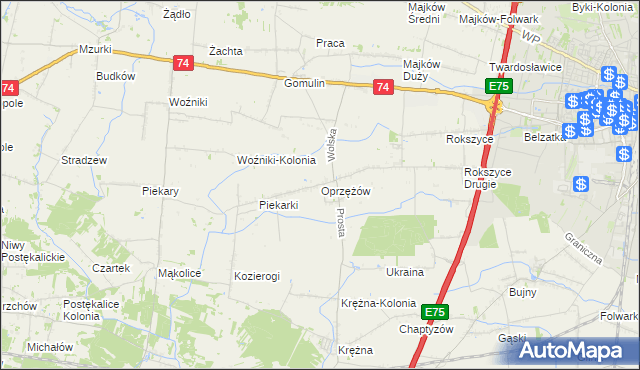 mapa Oprzężów, Oprzężów na mapie Targeo