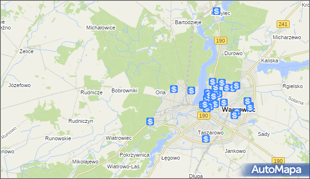 mapa Orla gmina Wągrowiec, Orla gmina Wągrowiec na mapie Targeo